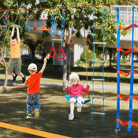 VEVOR Ninja Warrior Obstacle Course for Kids, 2 x 60 ft Weatherproof Slacklines, 500lbs Weight Capacity Monkey Line, Outdoor Playset Equipment, Backyard Toys Training Equipment Set with 14 Obstacles