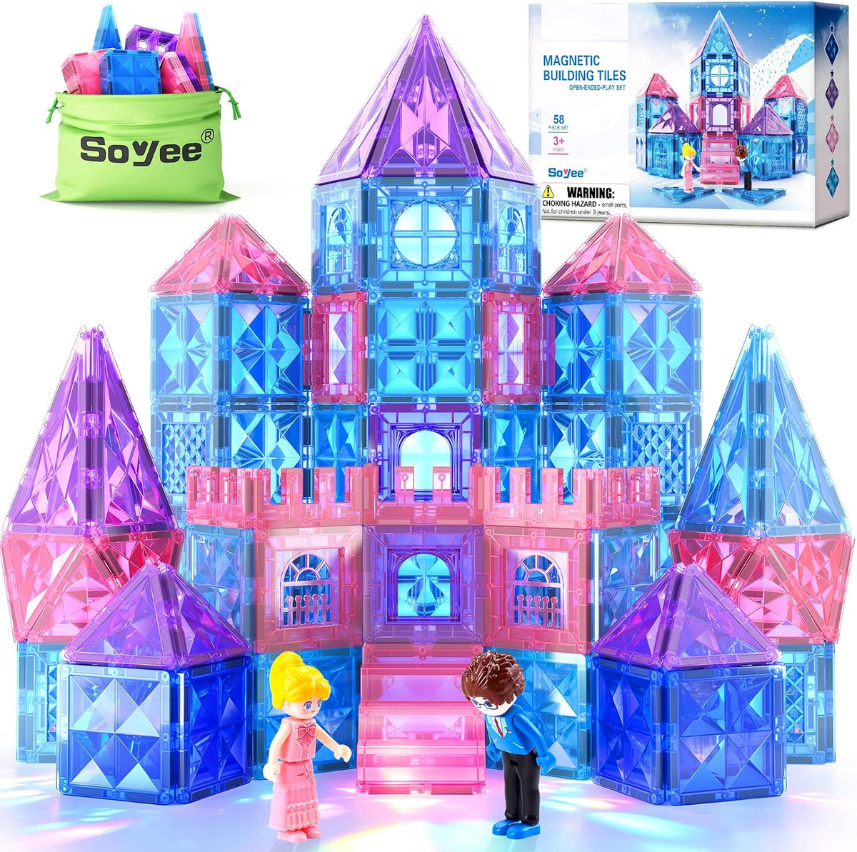 Diamond Magnetic Building Blocks for Kids - Blue