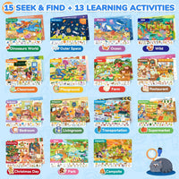 JoyCat seek and find activity book with dry erase markers, cloth and storage bag - view 24