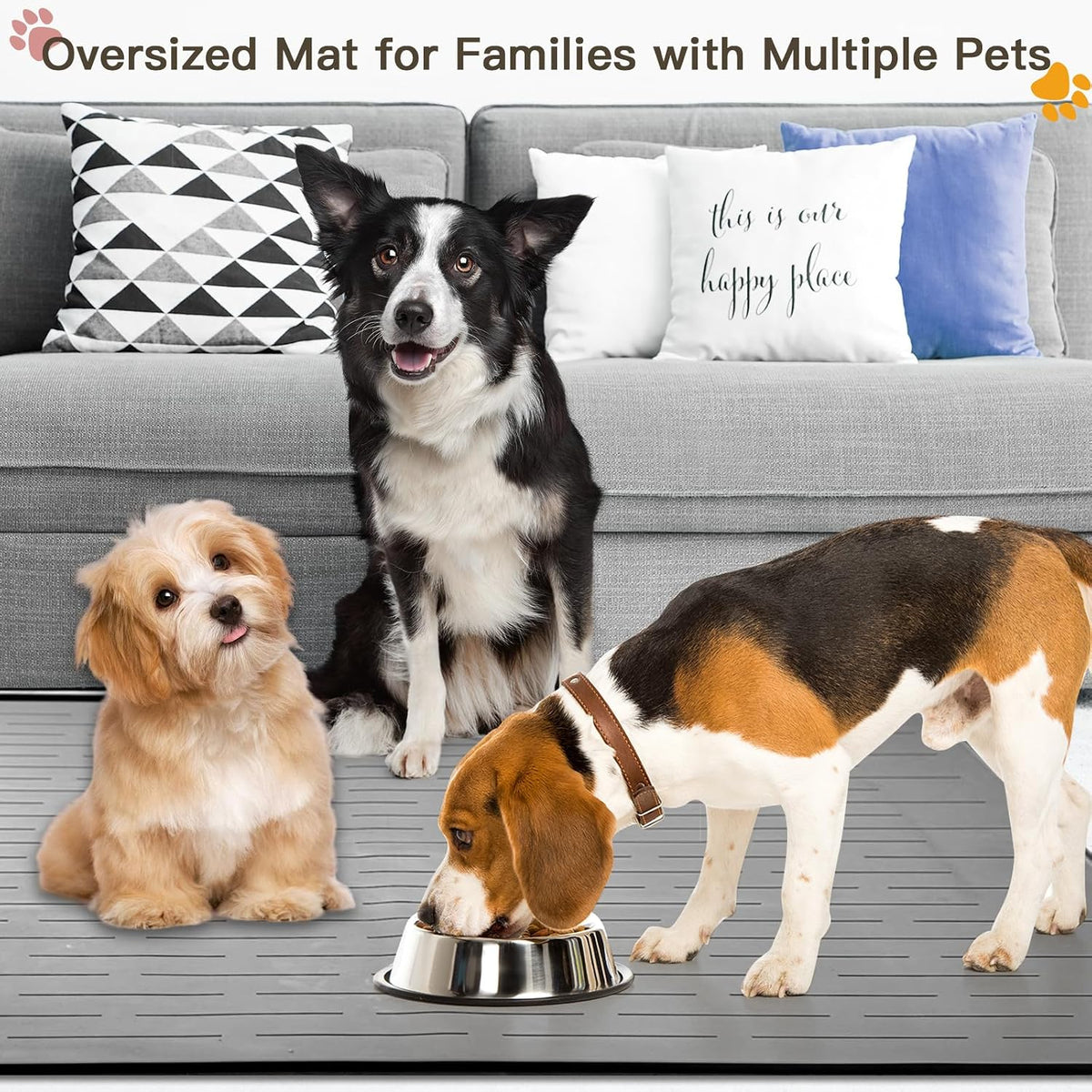 51.2"x25.6" Largest Dog Food Mat - Brown / 39.5"L x 29.5"W - image 3