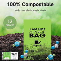 Certified Compostable Poop Bags for Dogs, 240 Poop Bags (16 Rolls), Landfill Friendly, Leak Proof Unscented Easy Open Poop Waste Bag（Green）