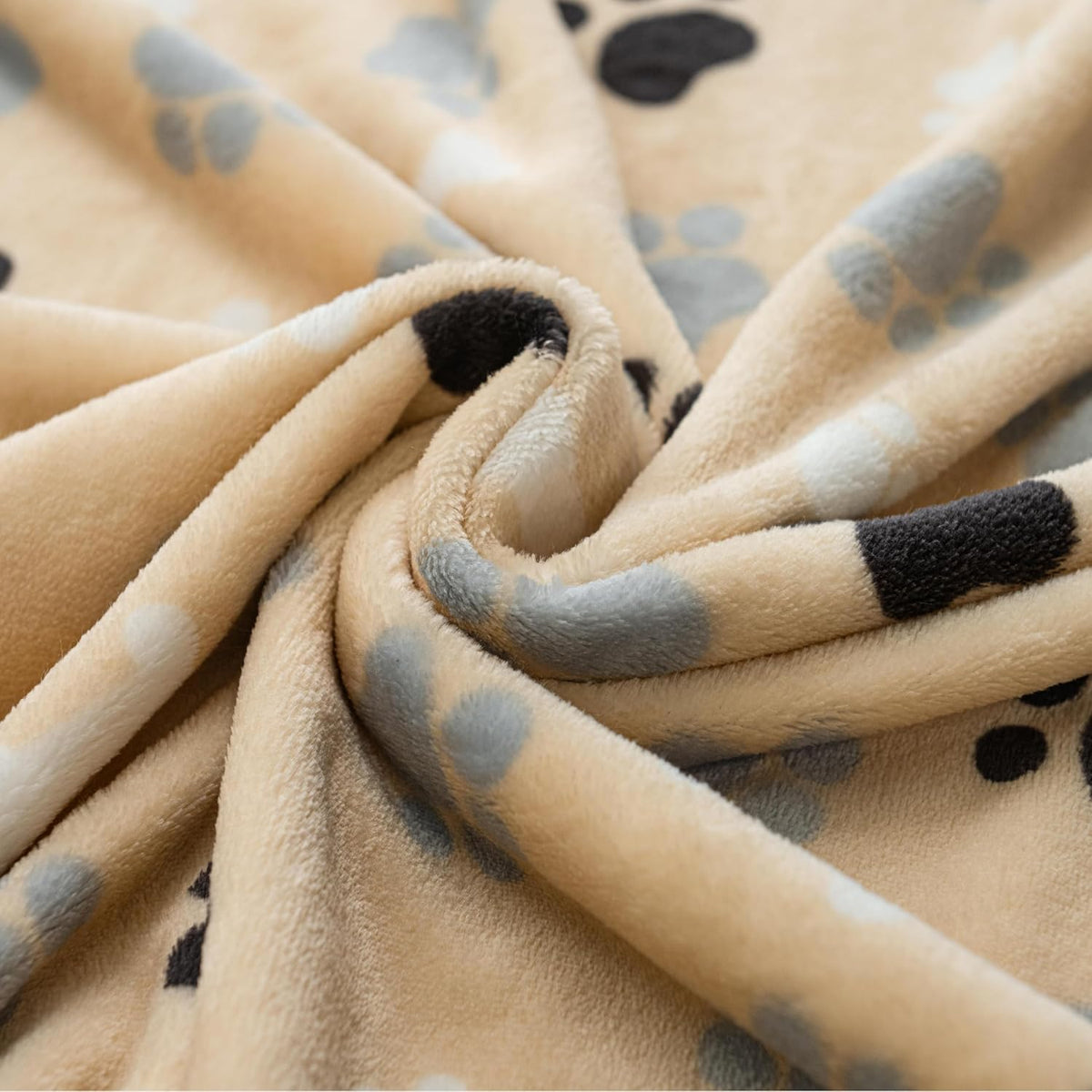 Dog Blanket Paw Bone Pattern 1 Pack 2 Super Soft Warm Flannel Sofa - 60*50 inch (Pack of 2) / Beige|paw Bone - image 4