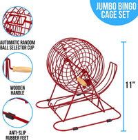 Regal Games Deluxe Bingo Game Set with Cage, Board, Balls - Professional Red 18 Card - image 4