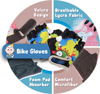Soft-Style Kids Knee and Elbow Pads with Bike Gloves - Large / Graffiti Black Wall - image 4