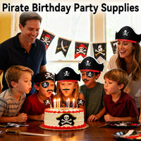 Halatool pirate party hat set with 6 felt hats, 6 skull eyepatches and 6 fake mustaches - view 16