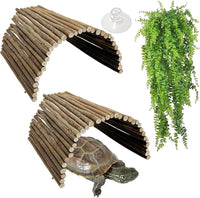 Extra Large Tortoise Hide Reptile Hideout Wood Turtle Tunnel – Essentials for Reptiles And Amphibians - XL-19.7 x 11.8 -3 PACK