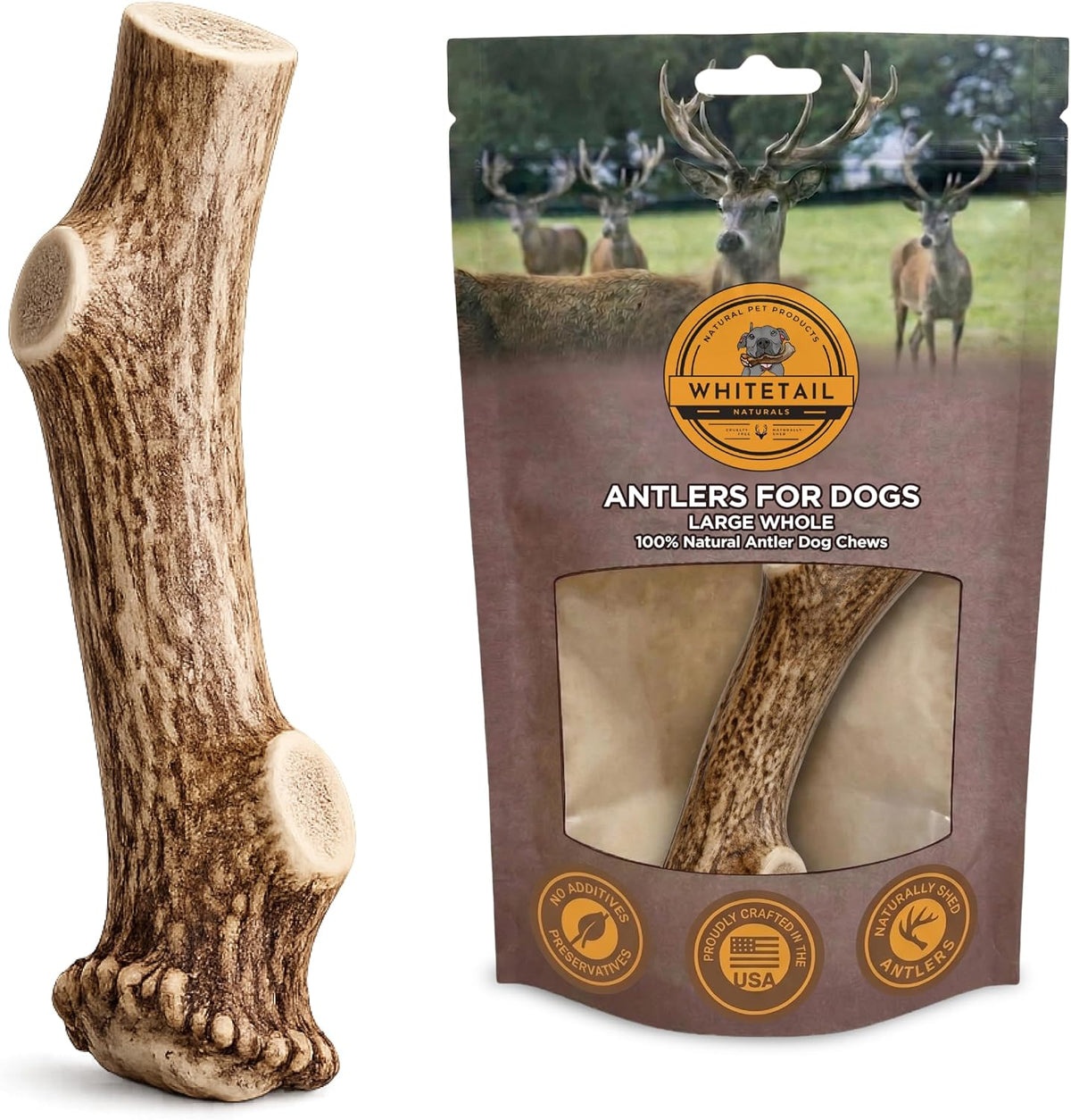 WhiteTail Naturals 12 Pack Whole Deer Antlers for Petite Dogs Up - Large (Pack of 1)