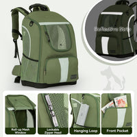 Petsfit Pet Dog Carrier Backpack with Upgraded Weight Reduction Design - 14.0"L x 9.5"W x 19.5"H / Army Green - image 4