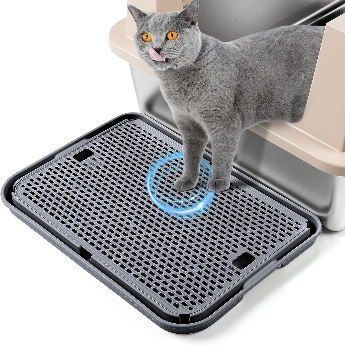 Cat Litter Box Step, Large Cat Litter Ramp with Filter Function - Dark Grey Large