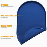 Hubulk 100% Waterproof Silicone Pet Feeding Mat with Raised Edge - Navy Blue / 16"L x 10"W - image 2