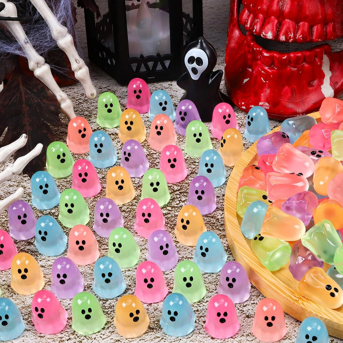 132pcs Halloween Luminous Mini Ghosts Figures 6 Colours Glow - image 2