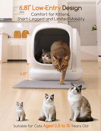 MeoWant Self Cleaning Cat Litter Box, Open-Top Automatic Cat Litter Box with Safety Protection, App Control, Odor-Free, 75L Large Space for Multiple Cats