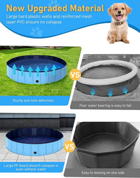 Foldable Dog Pool, Lexda Hard Plastic Shell Pet Swimming Pools for Large Dogs, Collapsible Plastic Pet Pool, Portable Bathing Tub for Dogs (79x12inch)