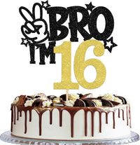 1 PCS Brother I'm 7 Cake Topper Glitter Star Happy 7th Birthday Cake - Gold 16th