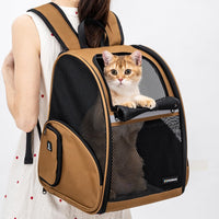 Cat Backpack Carrier for Small Dogs and Medium cat Puppy Kitten Bunny - Brown / 12.9"L x 10.6"W x 15.5"H - image 4
