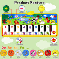 Floor Piano Mat, Keyboard Floor Dance Playmat with 28 Sounds & Music – Fun for Kids & Family - 53" x 23" - image 2