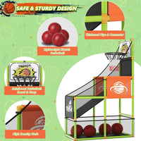 Arcade Basketball Game Set Boy Toys Indoor Outdoor Kids Basketball - Green - image 4