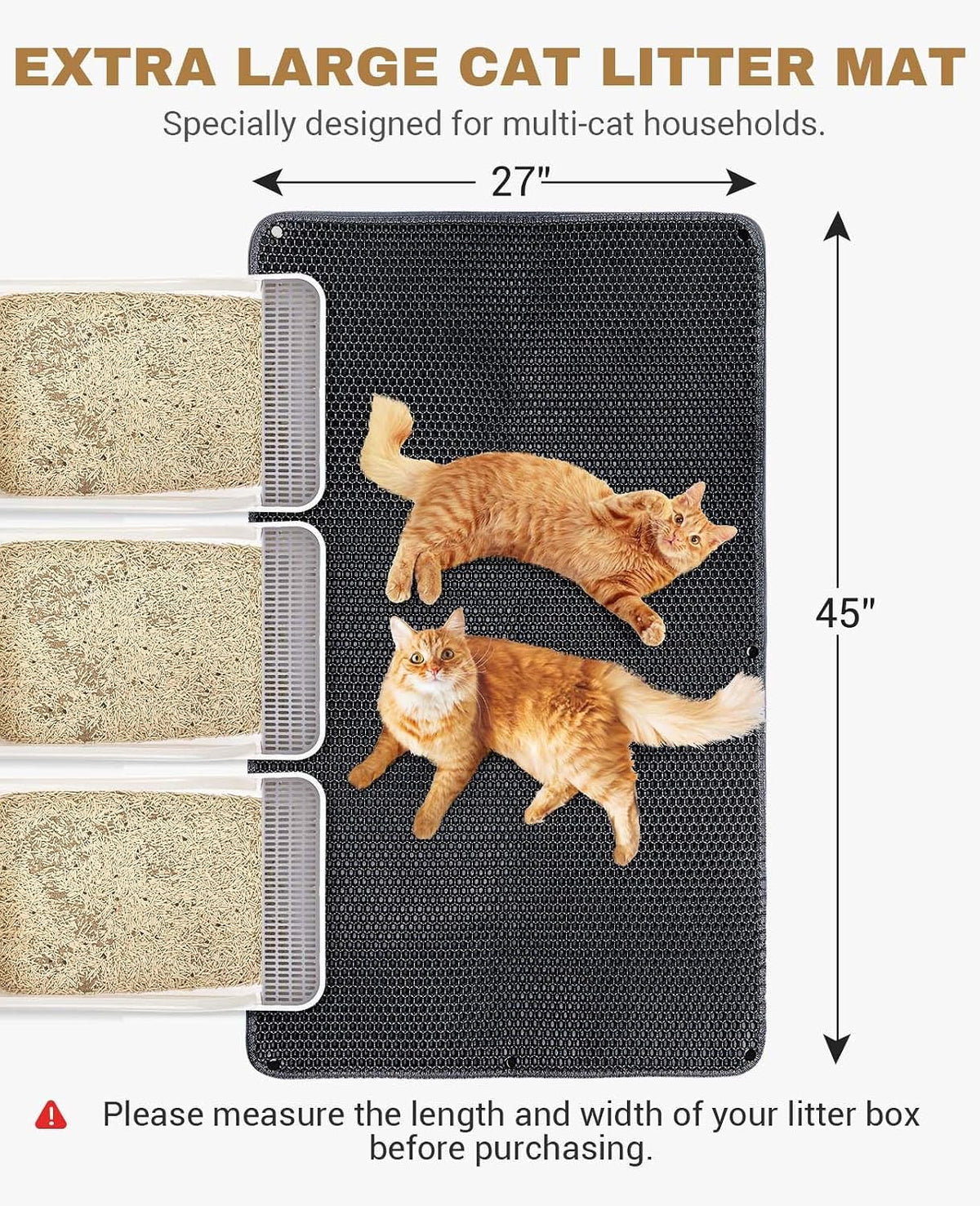 Fostanfly Cat Litter Mat, Machine Washable - Black - image 2