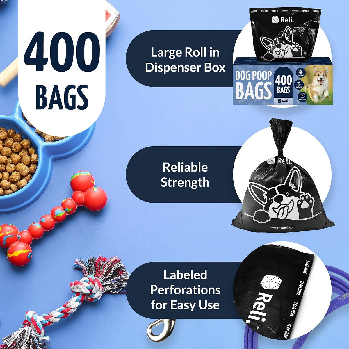 Reli. Dog Poop Bags, Black, 9x13" - image 4