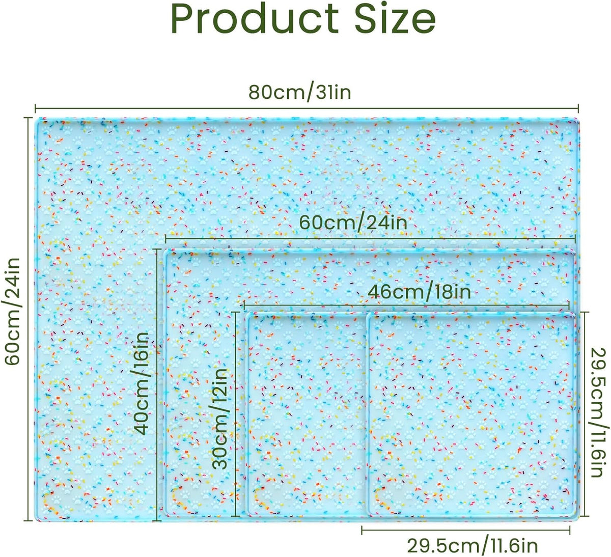 Pet Placemat for Dog and Cat - 24.5"L x 16.5"W - 2 Pack / Donut-Blue - image 2