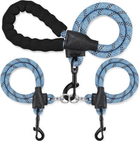 Double Dog Leash, No Tangle, Detachable360° Swivel - Blue / L (40-150 lbs)