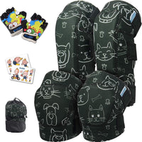 Soft-Style Kids Knee and Elbow Pads with Bike Gloves - Small / Dogcat