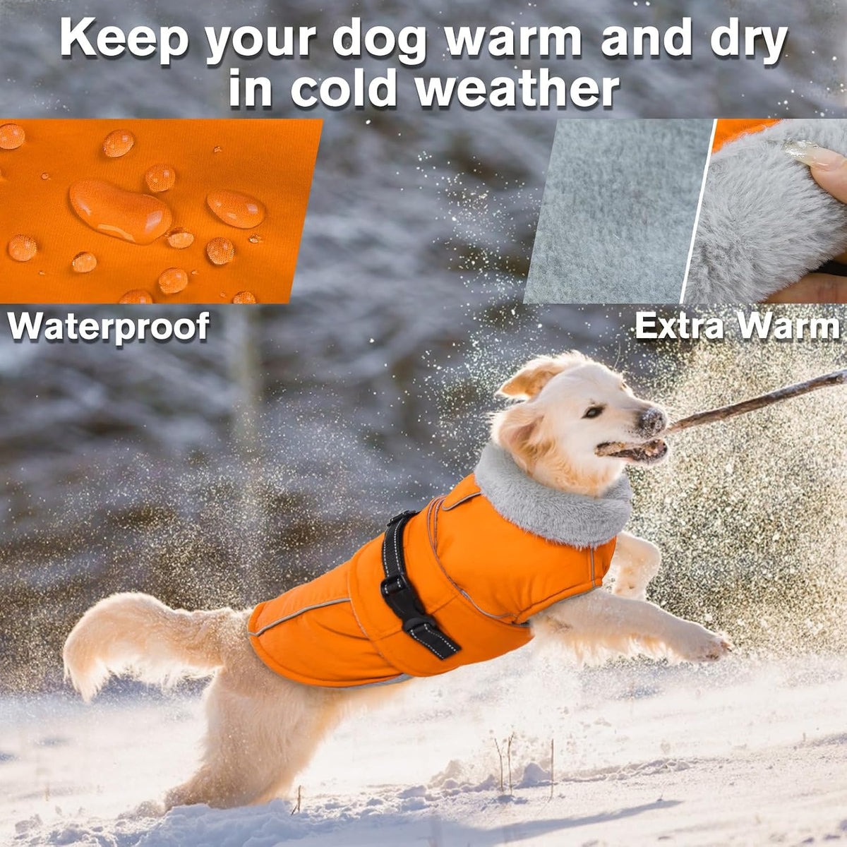Dog Coats for Large Dogs Waterproof Dog Jacket with Adjustable Fit – Essentials for Dogs - S / Orange - image 2