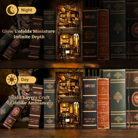 CRIOLPO vintage bookstore book nook kit with LED lights and ladder - view 8