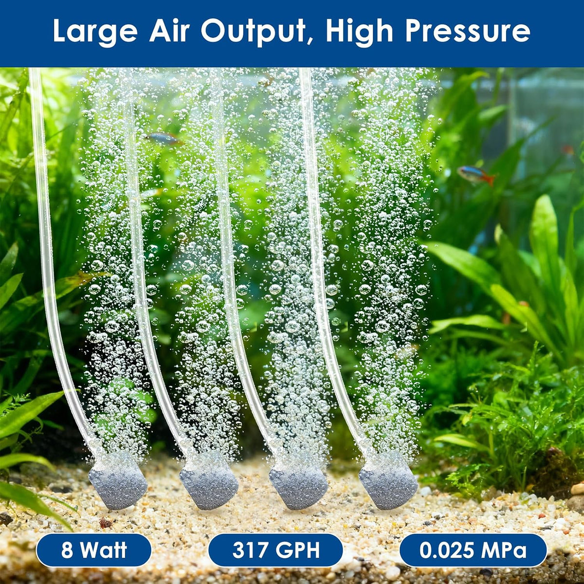 AquaMiracle Quiet Aquarium Air Pump Adjustable Airflow 200/317/475GPH – Essentials for Fish - For Tanks up to 800 Gal - image 4
