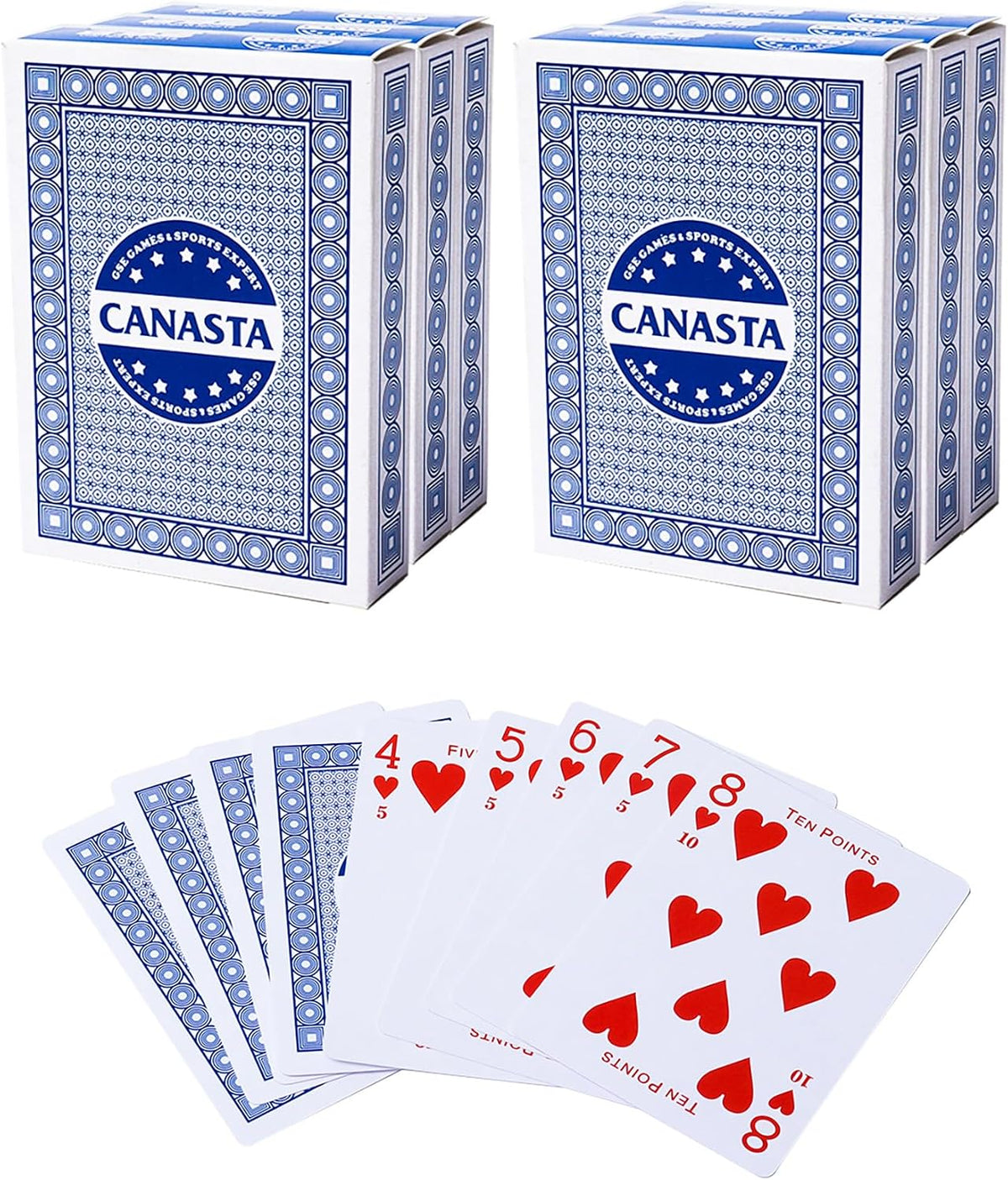 GSE canasta cards, 6-deck blue set with printed point values - view 6
