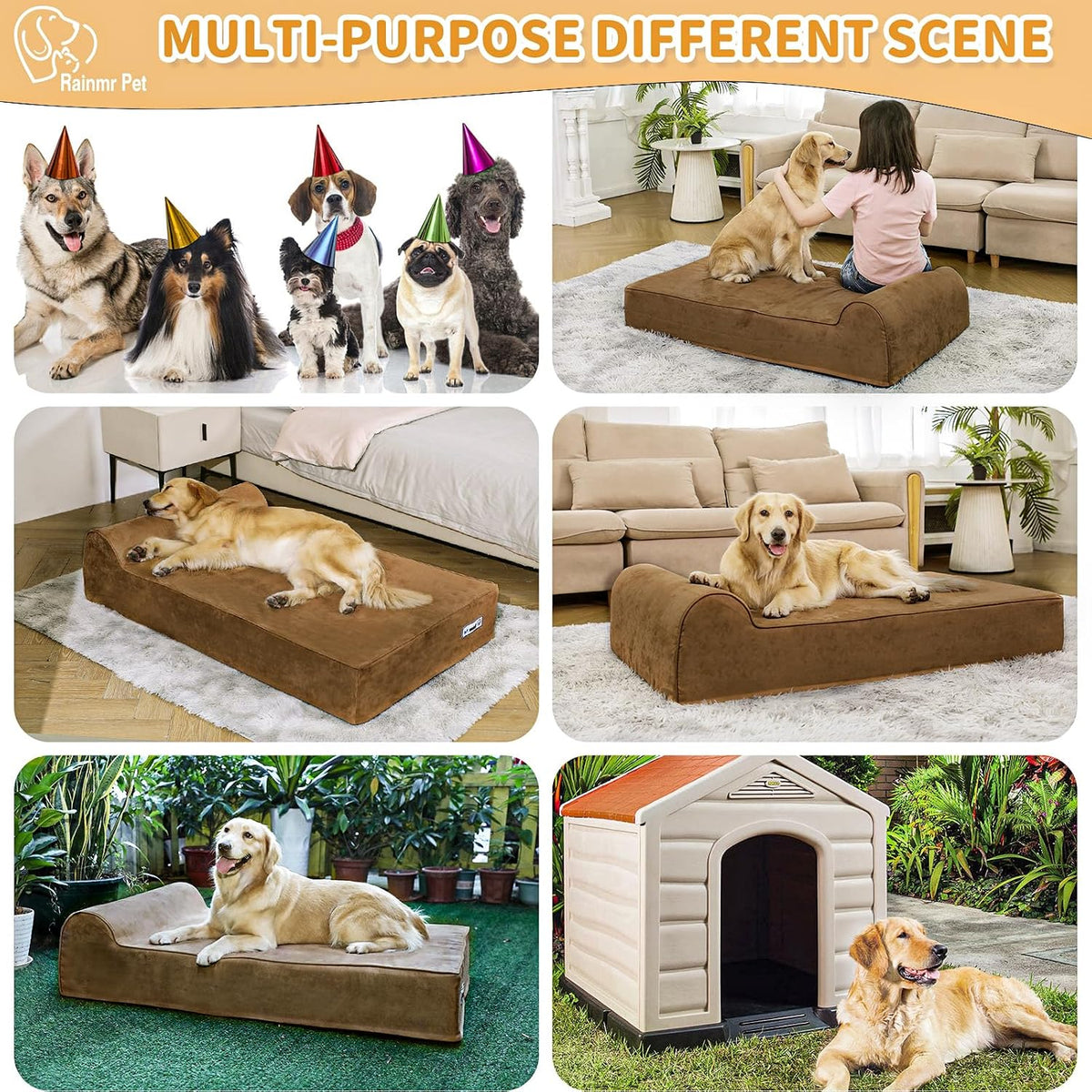 Orthopedic Dog Beds for Large Dogs - 48.0"L x 30.0"W x 7.0"TH / Premium Version-Chocolate - image 2