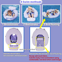 Mambobaby Float with Canopy Size Improved Non Inflatable Infant Baby - Monster Purple - image 3