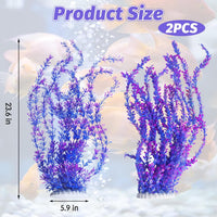 23" Tall Aquarium Plastic Plants - Purple（style B） - image 2