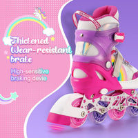 SULIFEEL Rainbow Unicorn Adjustable Kids Inline Skates for Girls Boys – Fun for Kids & Family - C Pink / Large - Youth - image 4
