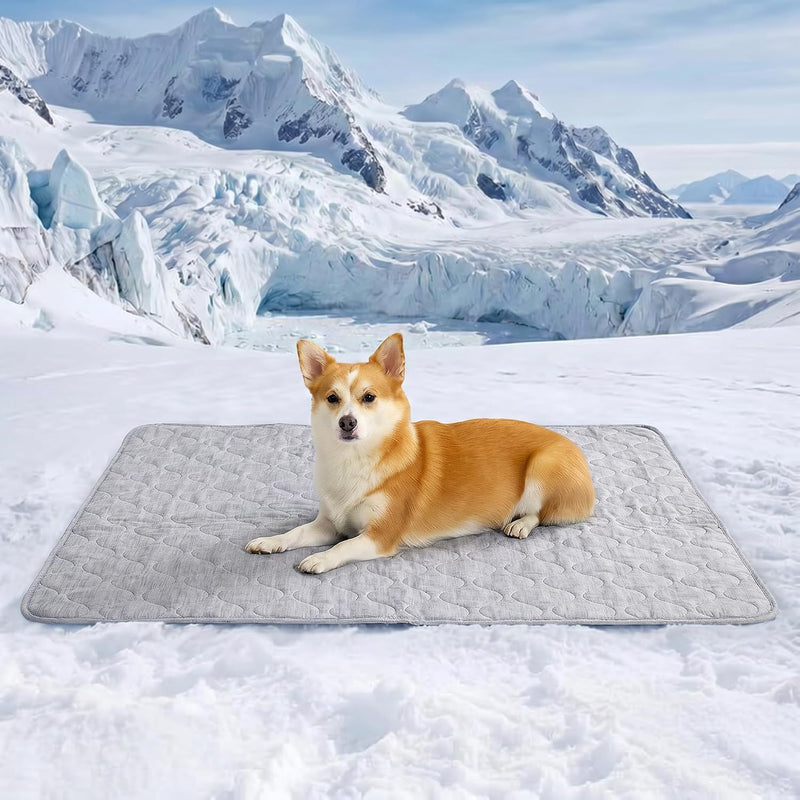 Cozy Bliss Leakproof Cooling Blanket for Large Dogs, Q-Max 0.5 - Heather Silver Grey / 30*40