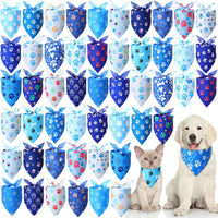 50 Pcs Halloween Dog Bandanas Bulk - 19.7 x 13.8 x 13.8 inch / Blue Paw Print / 50