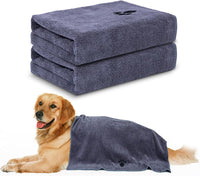 2 Pack Microfiber Dog Towels for Drying Dogs - Grey / 2-Pack