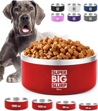 Tuff Pupper 100 oz Heavy Duty Insulated Stainless Steel Dog Bowl - 188oz / Crimson Red