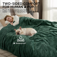 Waterproof Pet Blanket, Liquid Pee Proof Dog Blanket for Sofa Bed Couch, Reversible Sherpa Fleece - Queen (90" x82") / Dark Green-thicken - image 3