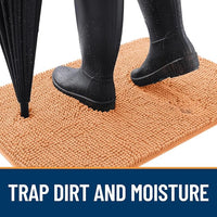 OLANLY Dog Door Mat for Muddy Paws 59x32, Absorbs Moisture and Dirt, Absorbent Non-Slip Washable Doormat, Quick Dry Chenille Mud Mat for Dogs, Entry Indoor Entryway Carpet for Inside Floor, Orange