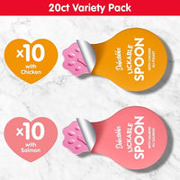 Delectables Lickable Spoon™ Handheld Wet Cat Treats Made with Real Chicken & Salmon, Creamy Puree, Mess Free, Quick & Easy, Grain-Free, No Added Fillers, No Added Preservatives, Variety Pack, 20ct