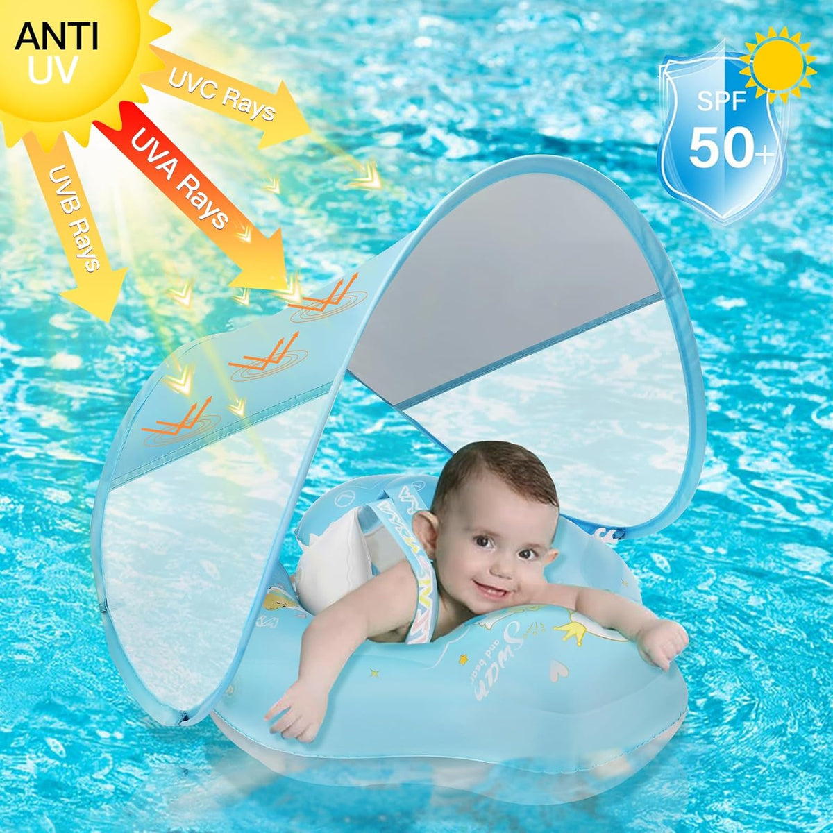 LOOWARTS baby pool float with UPF 50+ sun canopy and safety seat - view 3