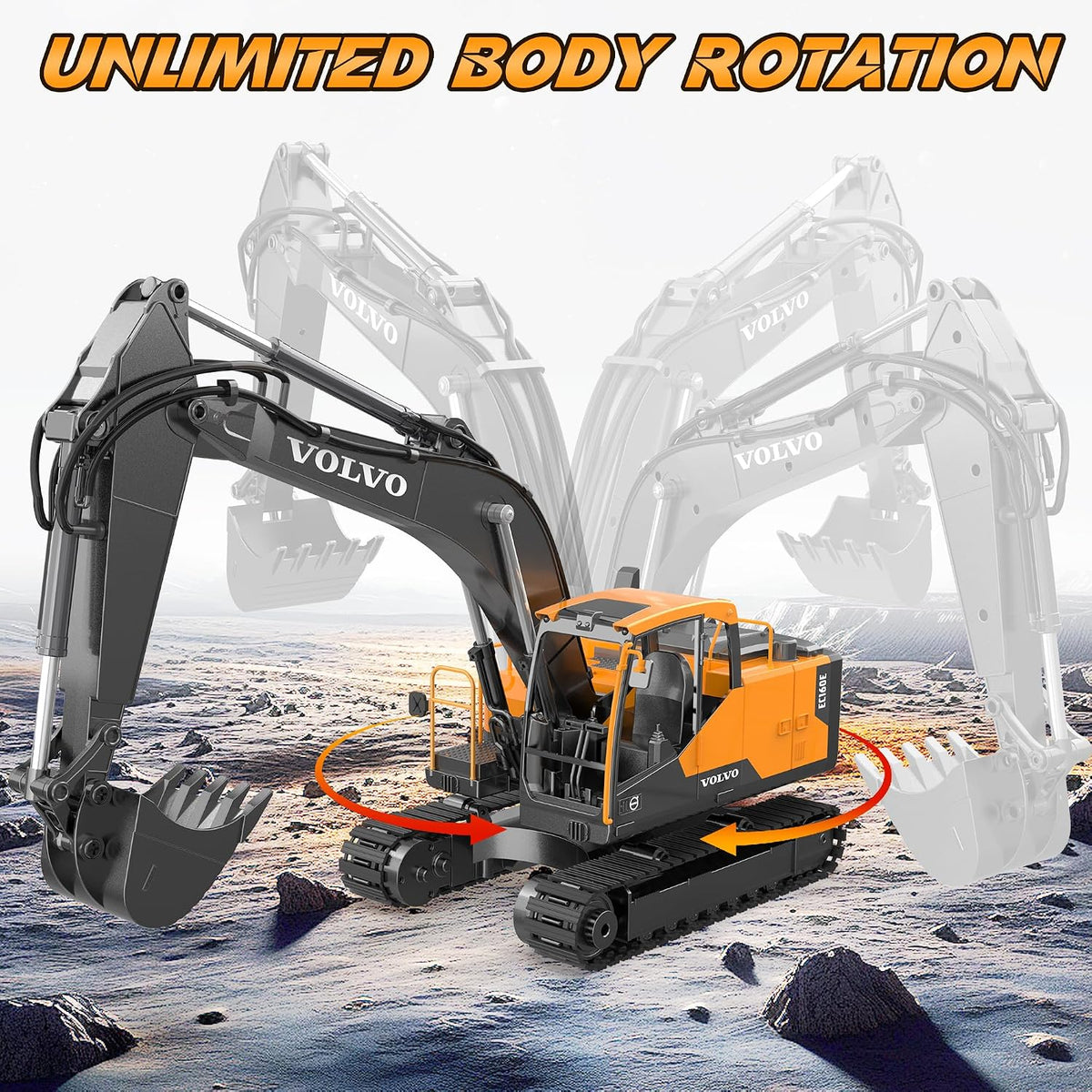 DOUBLE E Volvo 1:16 Scale RC Excavator 3-in-1 Construction Toys - image 4