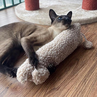 TTcat Catnip Silvervine Matatabi Pillow for Cats & Kittens,Cat Kicker Toy,Large Size Cat Pillow Soothing Plush Cat Toy(Beige).