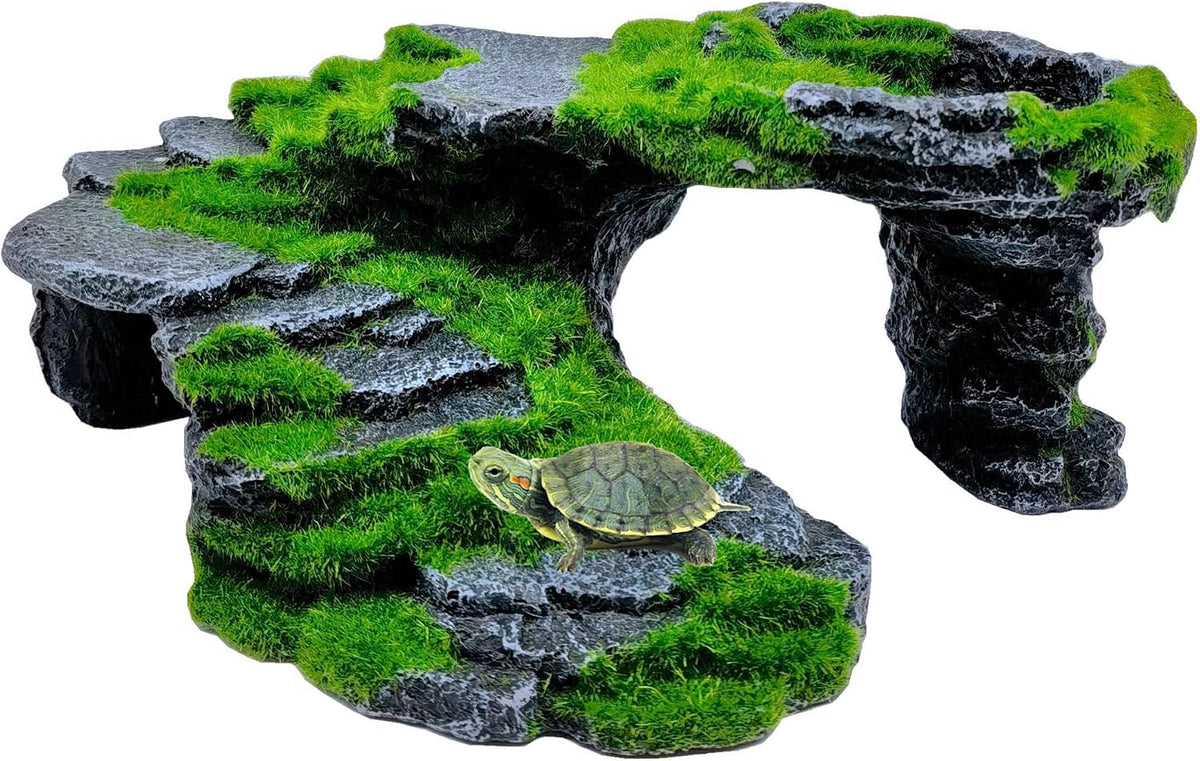 M2cbridge Reptile Hide Resting Step Ledge Cave Hideout Turtle Basking - Moss Step Ledge B