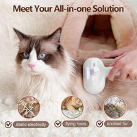 L&W BROS. Steam Grooming Brush for Shedding and Detangling – Self-Cleaning Steamy Pet Brush with Mist Spray for Long-Haired Cats and Small Dogs (White)