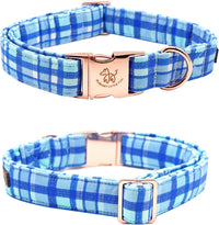 Dog Collar with Bow, Elegant Little Tail Blue Plaid Boy Dog Collar Cute Bow – Essentials for Dogs - Blue Plaid / Medium (Pack of 1) - image 4