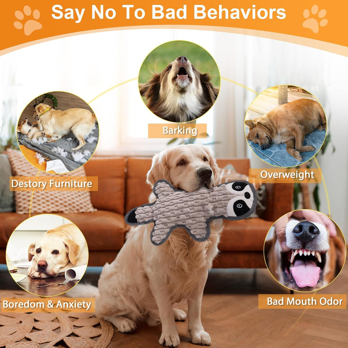 5 Pack No Stuffing Squeaky Dog Toys for Large Dogs - Multicolor / 5-piece set - image 3