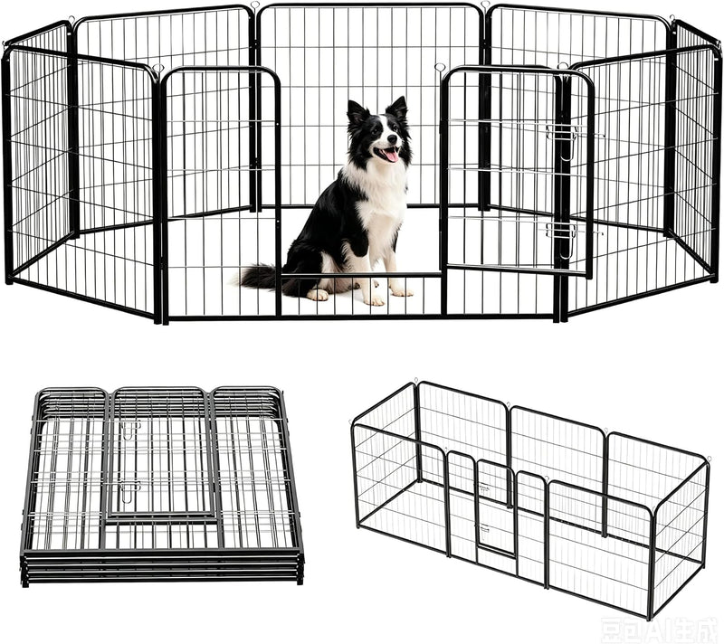 NEWBULIG Dog Playpen Indoor 32 Inch 8 Panels - Basic Black / 8 / 32IN