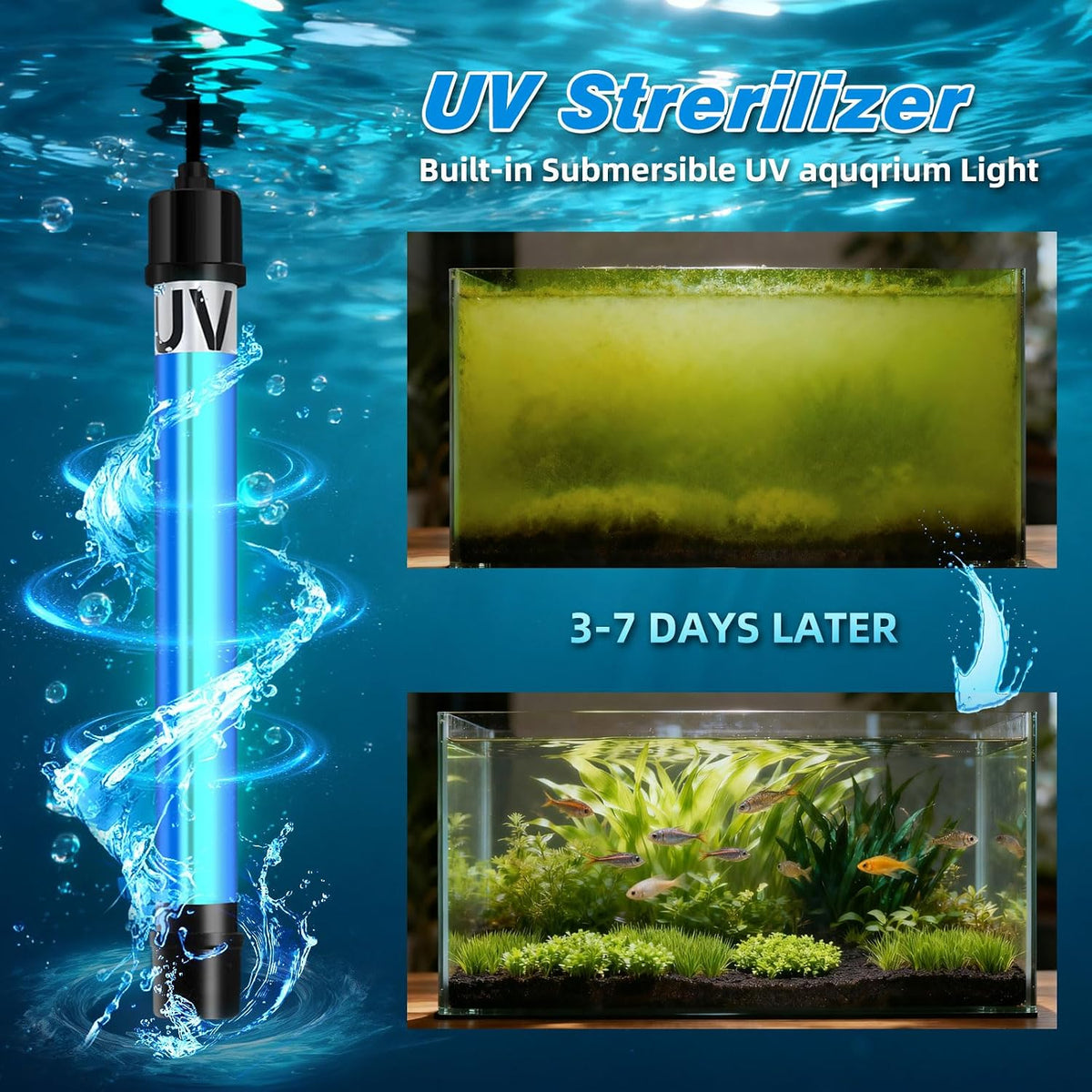 200GPH Aquarium Filter, U-V for Aquarium for 20-75 Gal Tank - Aquarium Filter for 45-120 Gallon / Black - image 2